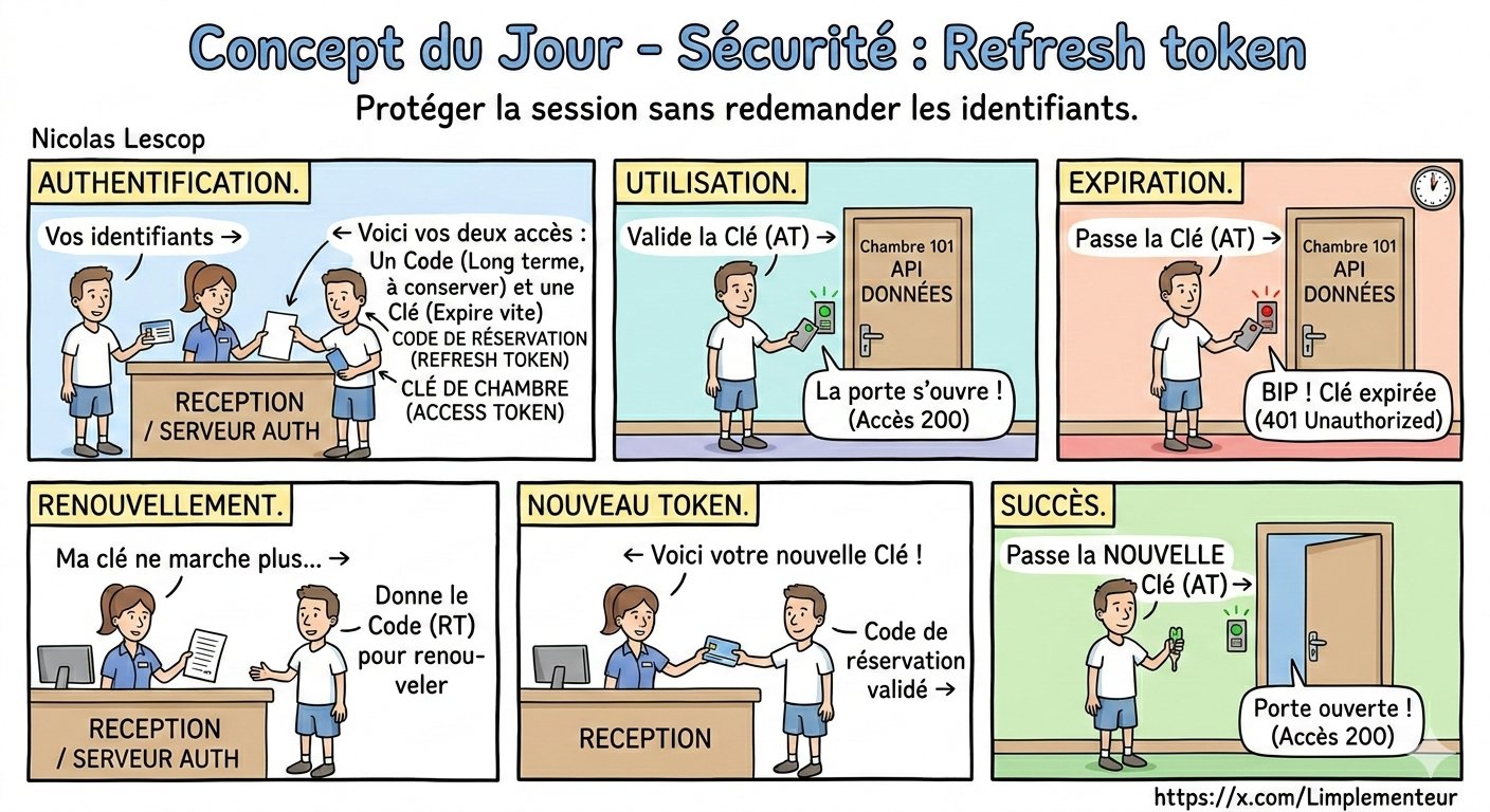 Illustration du mécanisme de Refresh Token : renouvellement sécurisé des Access Tokens