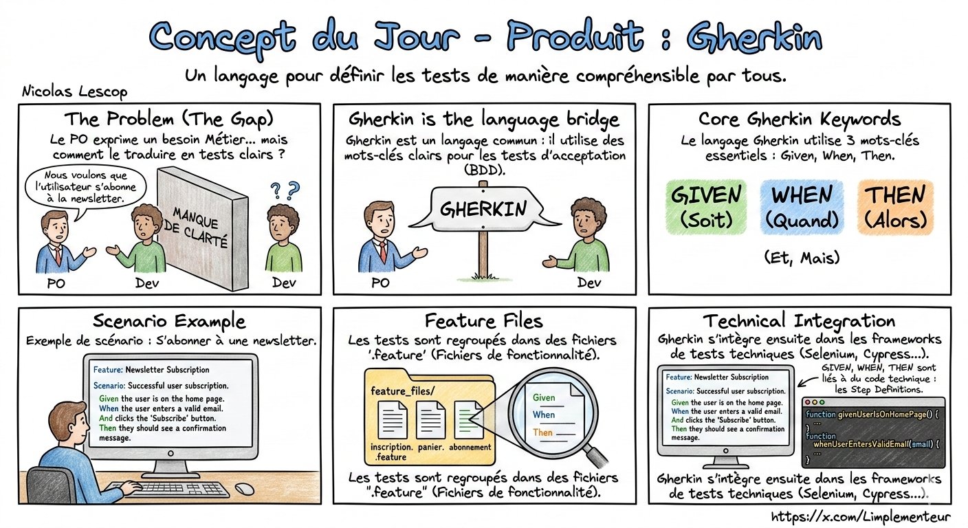 Illustration du langage Gherkin : pont entre besoin produit et tests automatisés