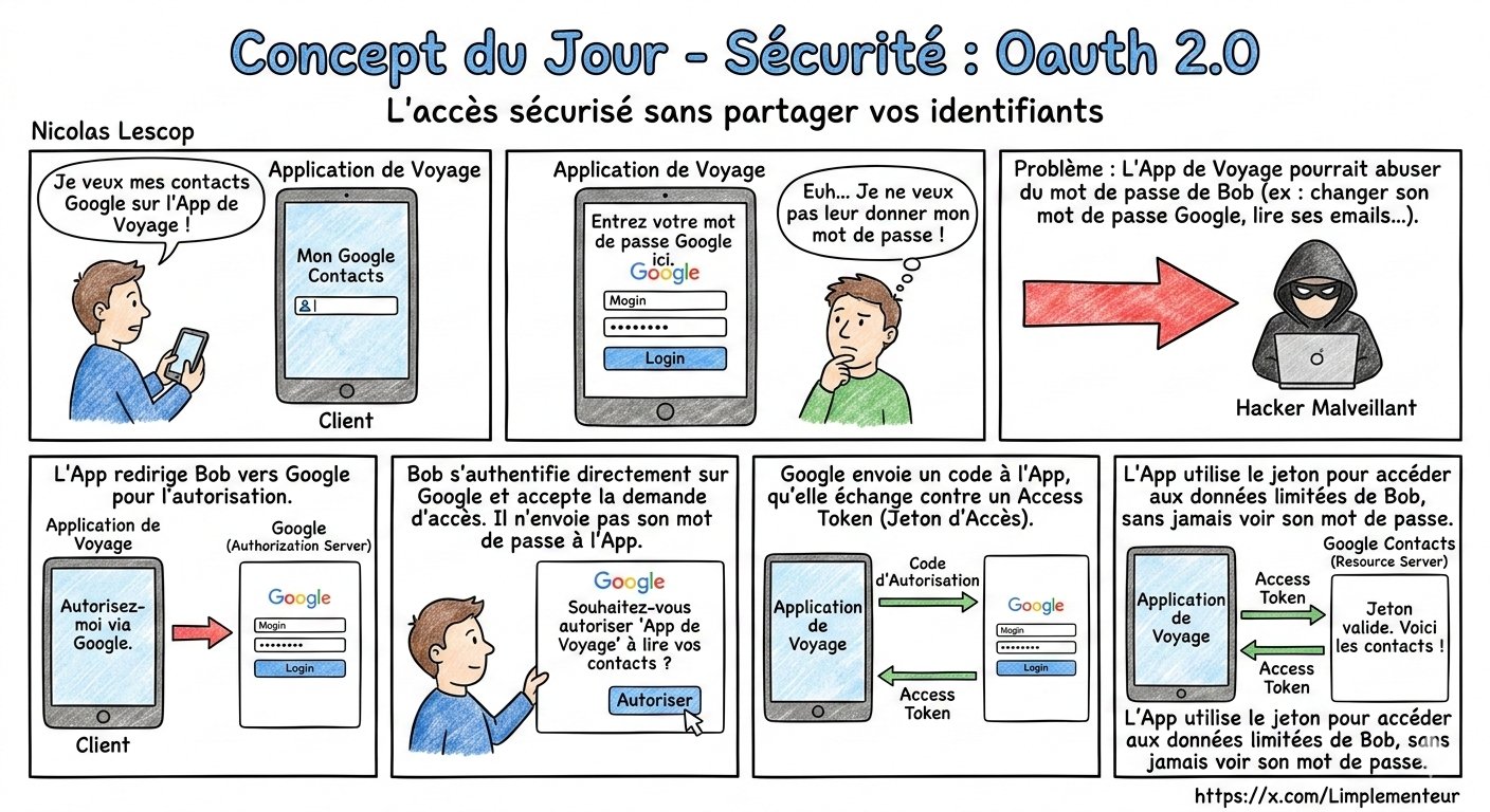 Illustration du protocole OAuth 2.0 : délégation d'accès sécurisée entre applications