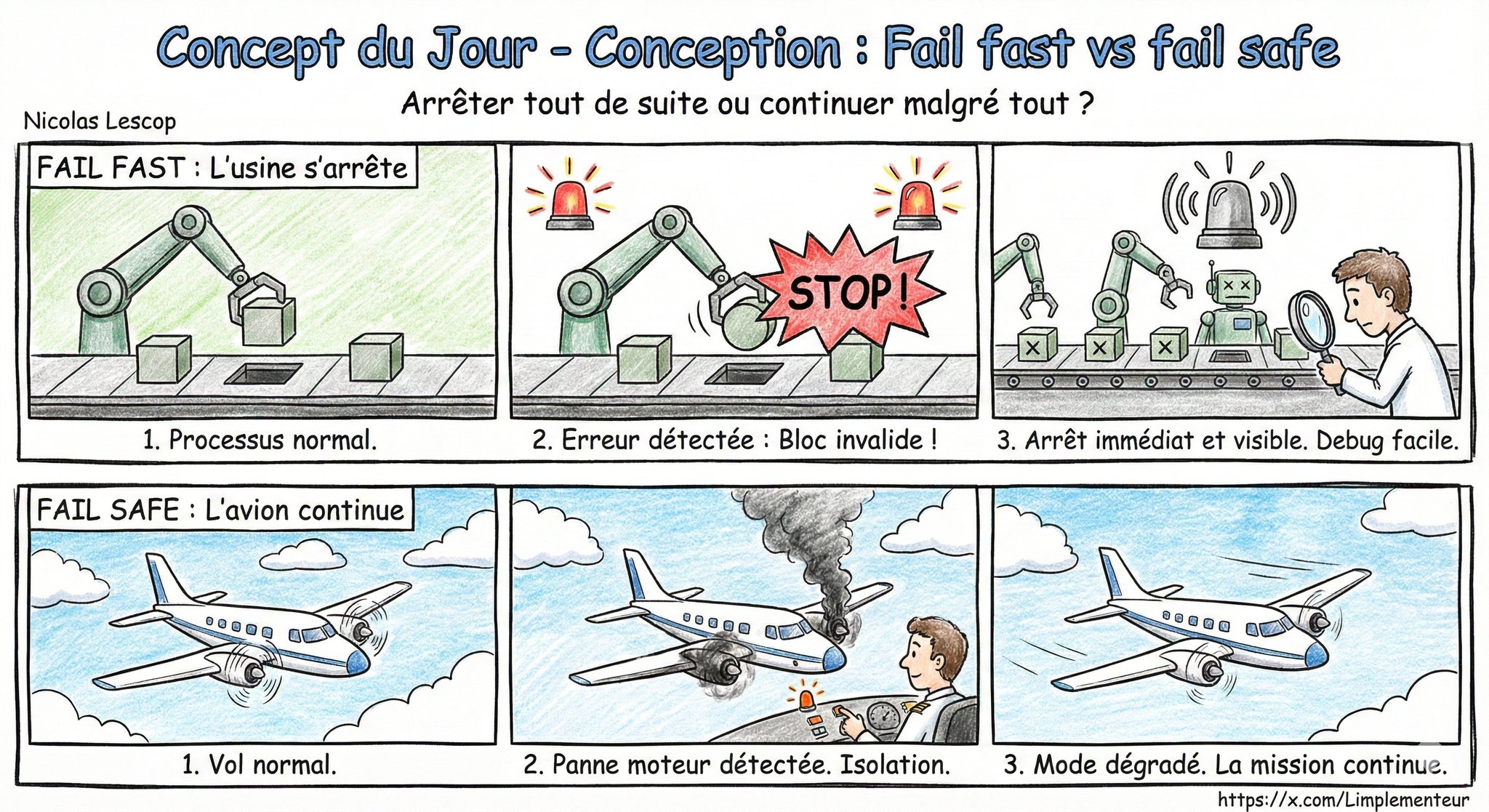 Illustration du principe Fail Fast : un crash immédiat vaut mieux qu'un bug silencieux