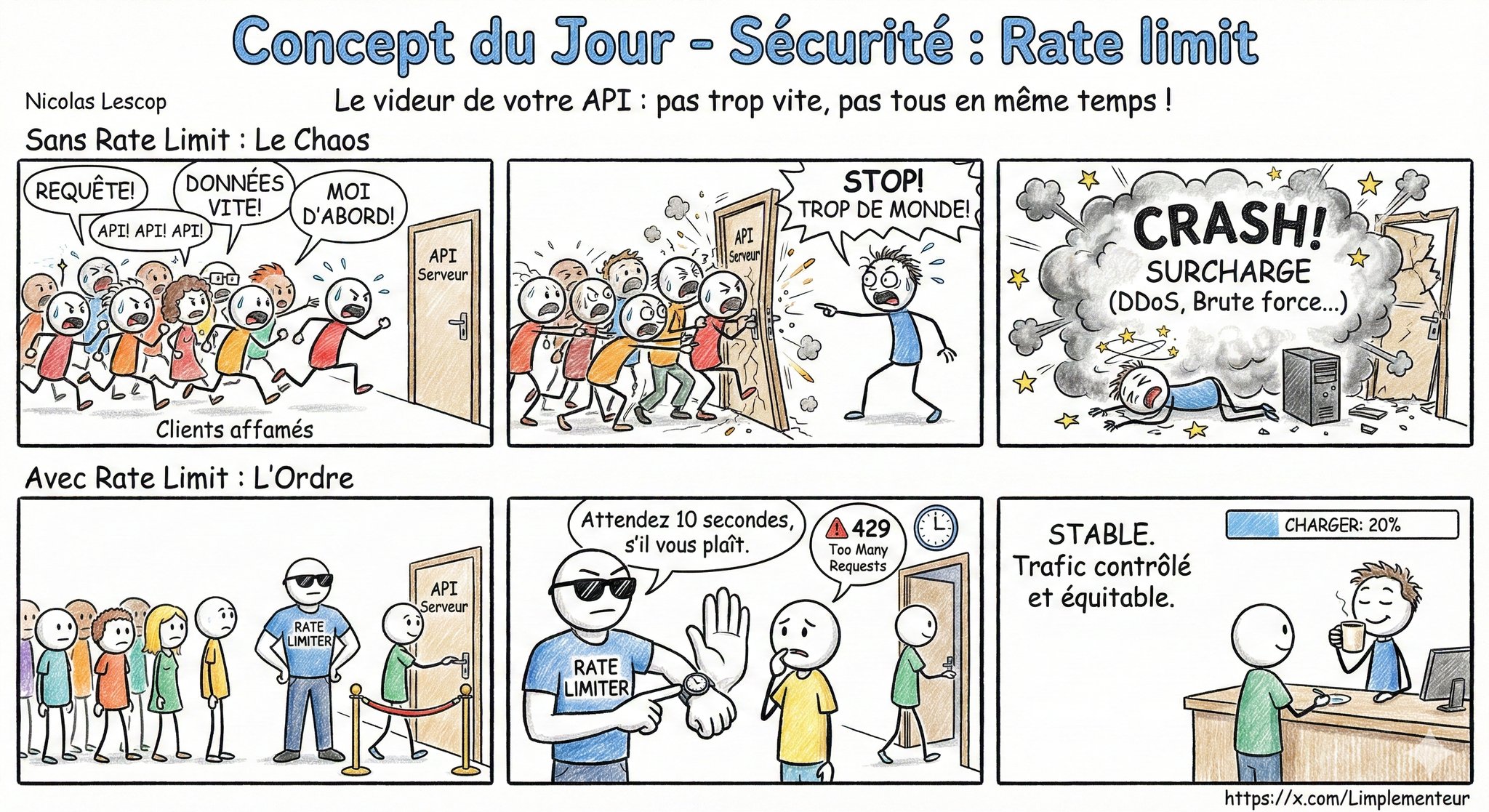 Illustration du Rate Limiting : contrôler le débit des requêtes pour protéger les ressources