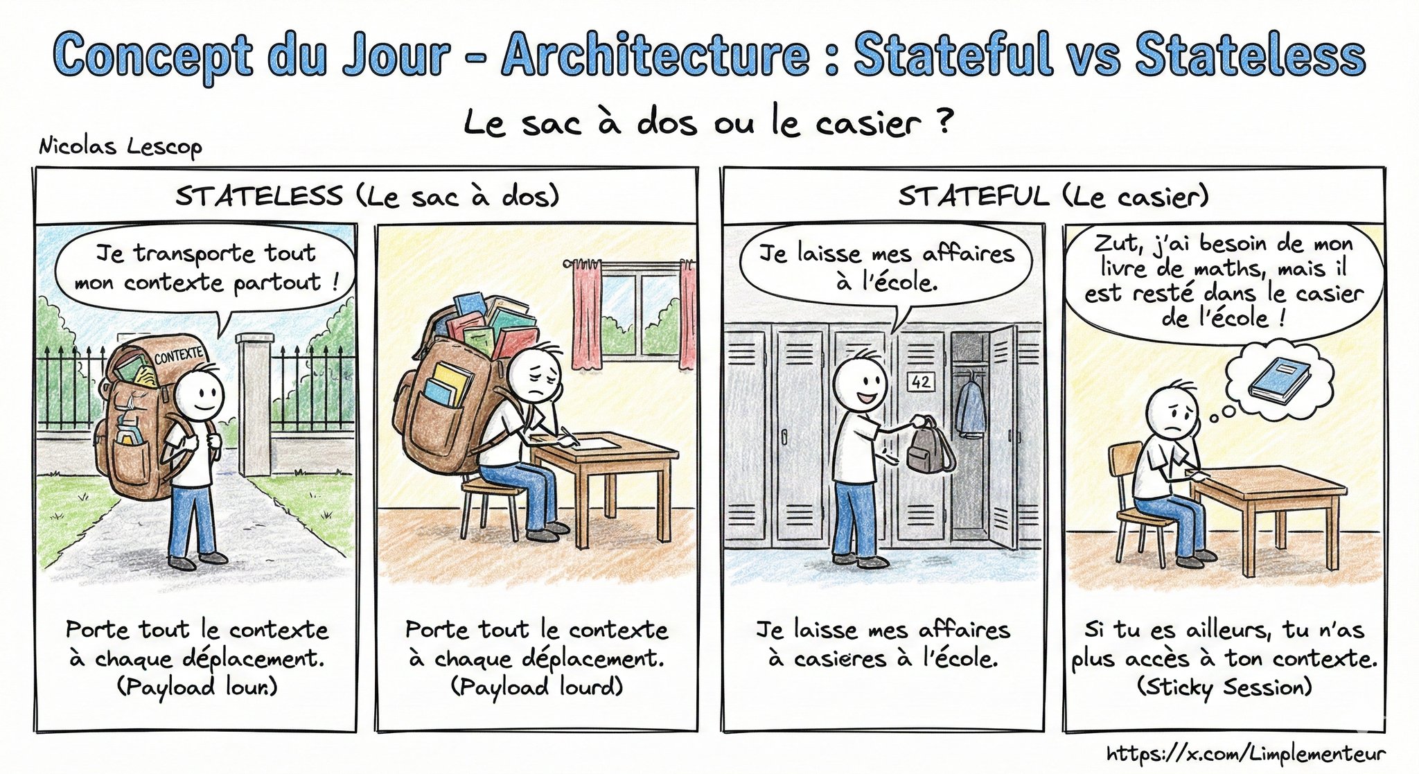 Illustration Stateful vs Stateless : deux approches opposées de la gestion de l'état